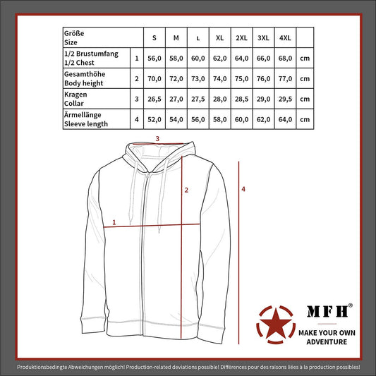 Kapuzen Sweatshirt-Jacke,340 g/m², schwarz