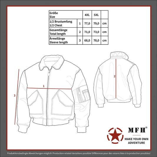 US CWU Pilotenjacke, schwarz,große Größen
