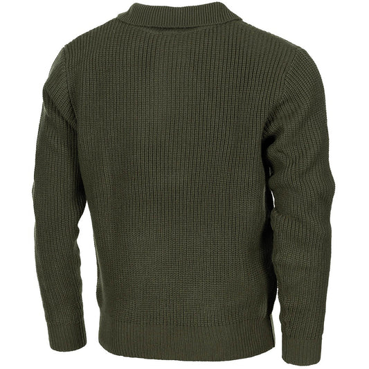Pullover, "Troyer",oliv, mit Reißverschluss