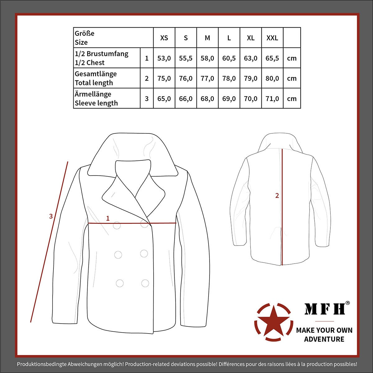 US Pea Coat, schwarz,mit schwarzen Knöpfen