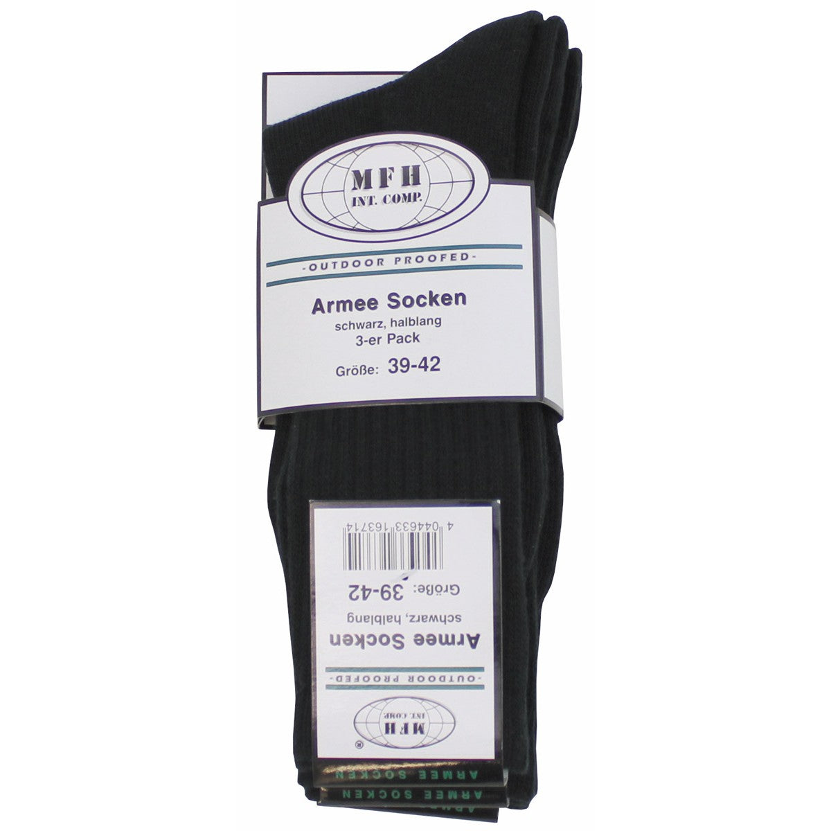 Army Socken, schwarz,halblang, 3er Pack
