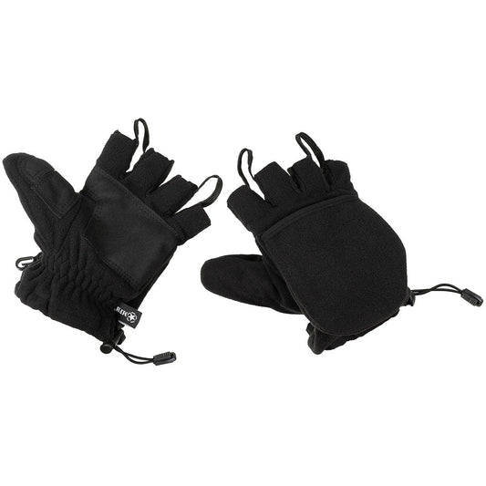 Fleece-Faust-Fingerhandschuhe,schwarz, mit Ausziehschlaufen