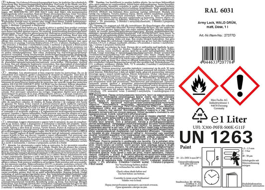 Army Lack, WALD GRÜN,matt, Dose, 1 l