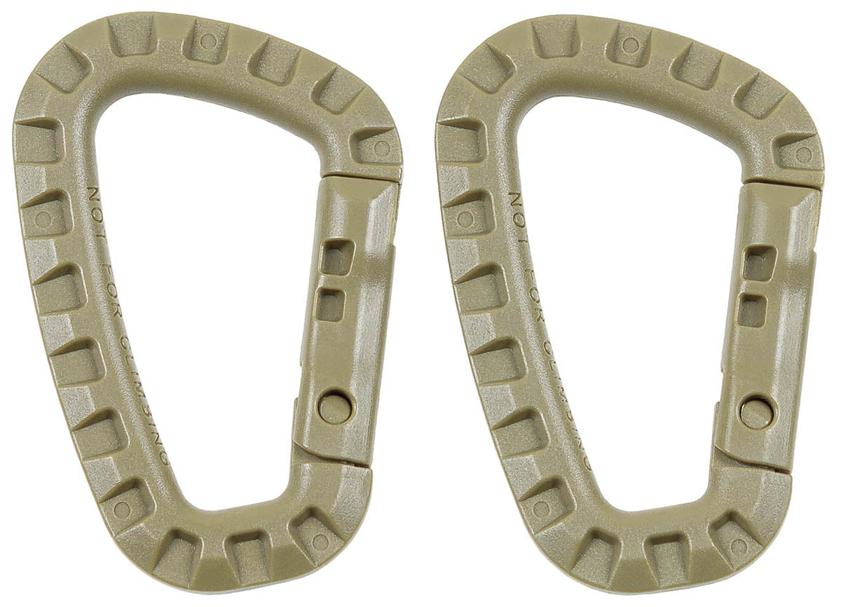 Karabiner, Plastik, coyote tanD 7 mm x 8,5 cm, 2er Pack