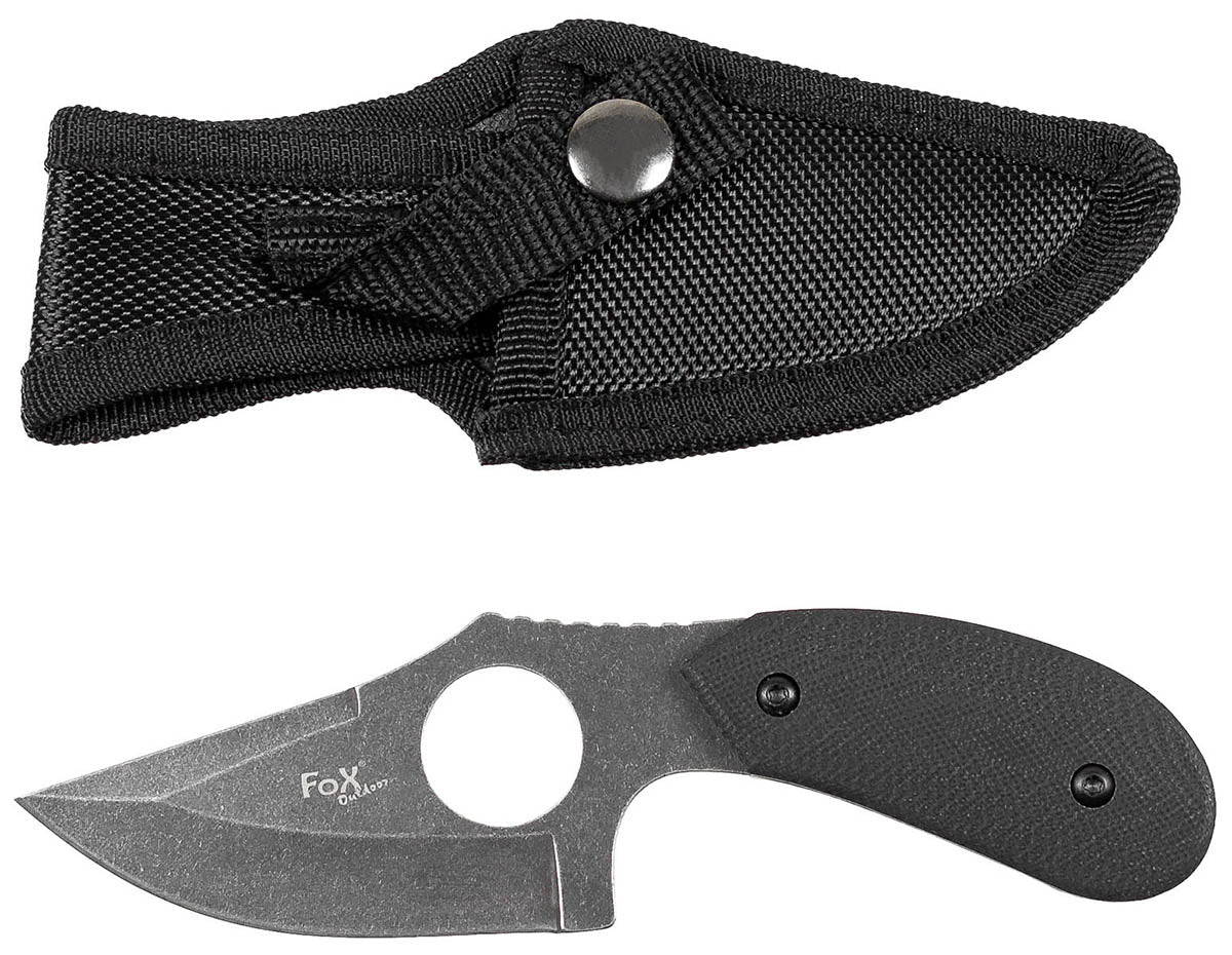 Messer, mit Fingerloch,G10-Griff, Scheide