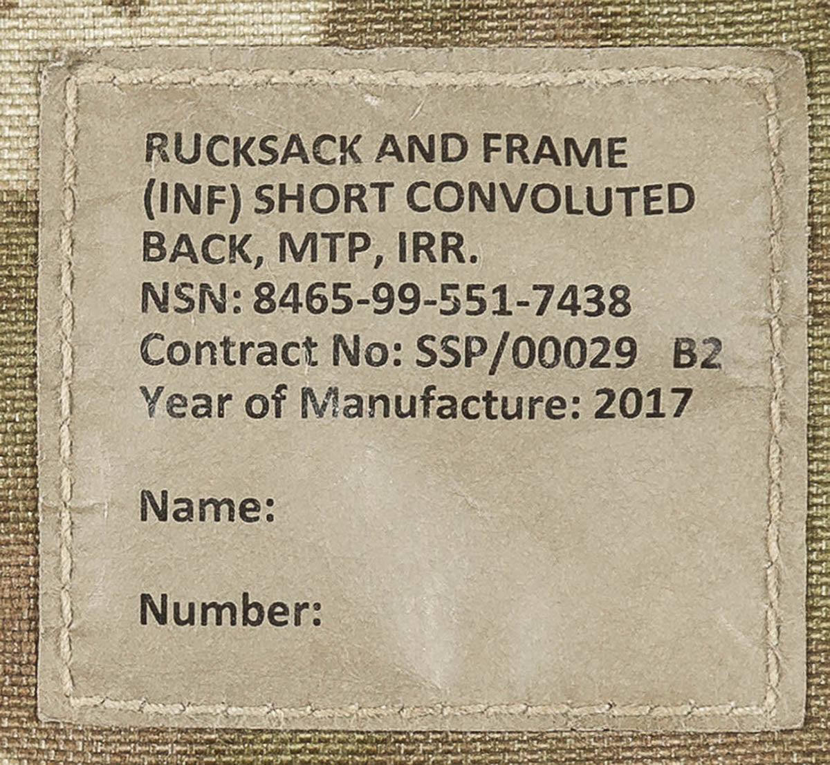 Brit. Rucksack, "INF Short",Seitentaschen, MTP, IRR, gebr.