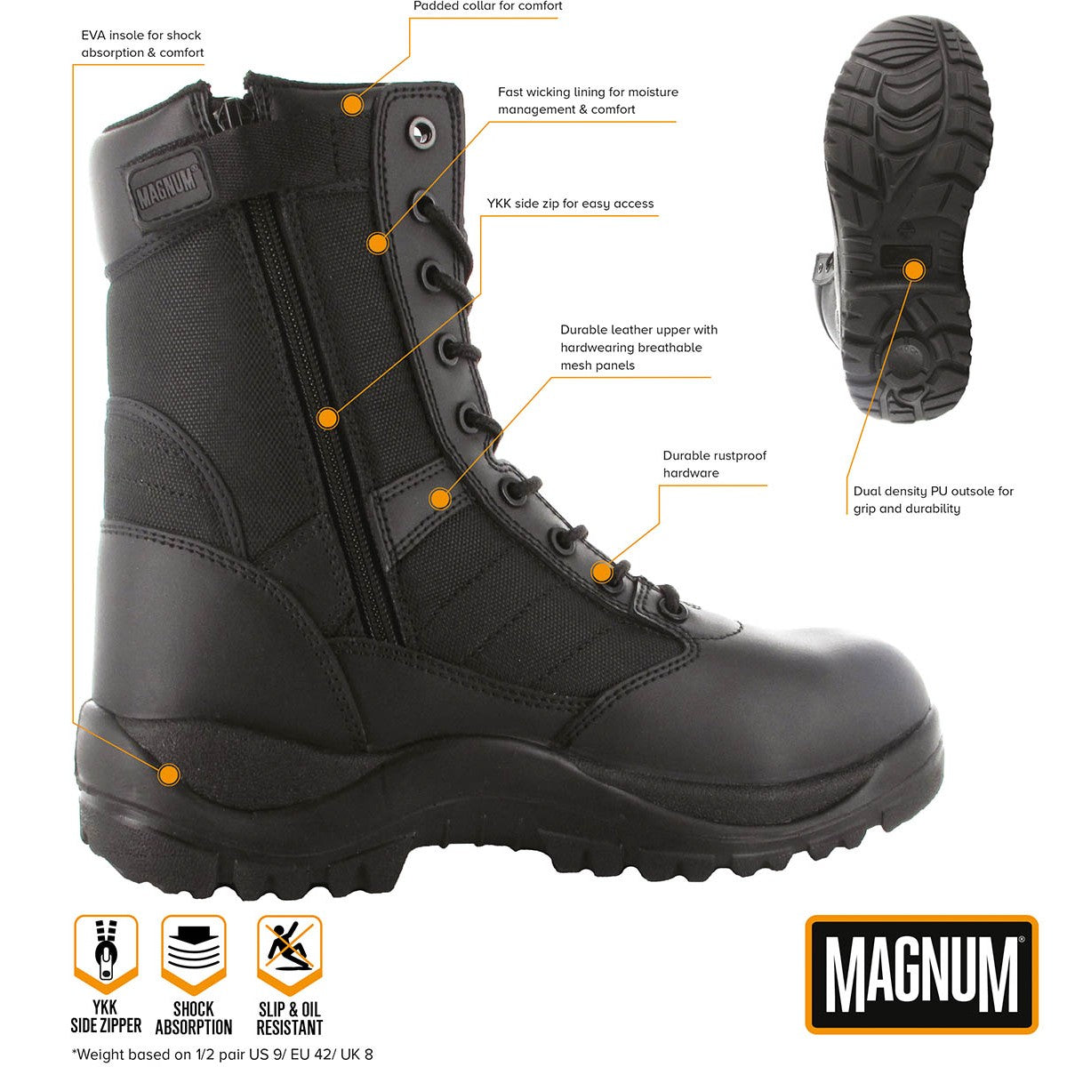 Einsatzstiefel, "MAGNUM",Centurion 8.0 SZ, schwarz