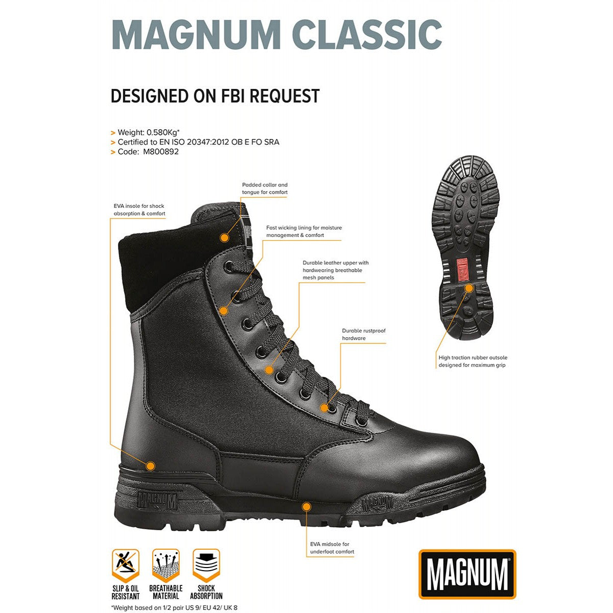 Einsatzstiefel, "MAGNUM",Classic, schwarz