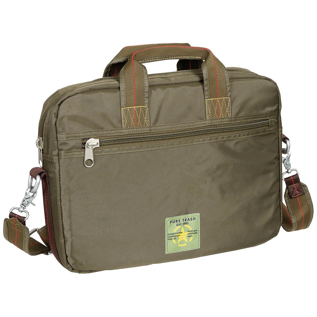 Handtasche, "PT", groß,Karabinerhaken, oliv