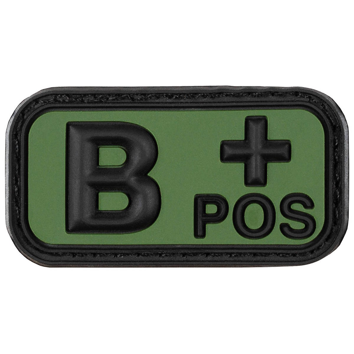 Klettabzeichen, schwarz-oliv,Blutgruppe "B POS", 3D