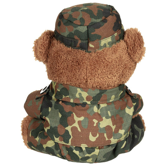 Teddybär, mit Anzug und Mütze,flecktarn, ca. 28 cm