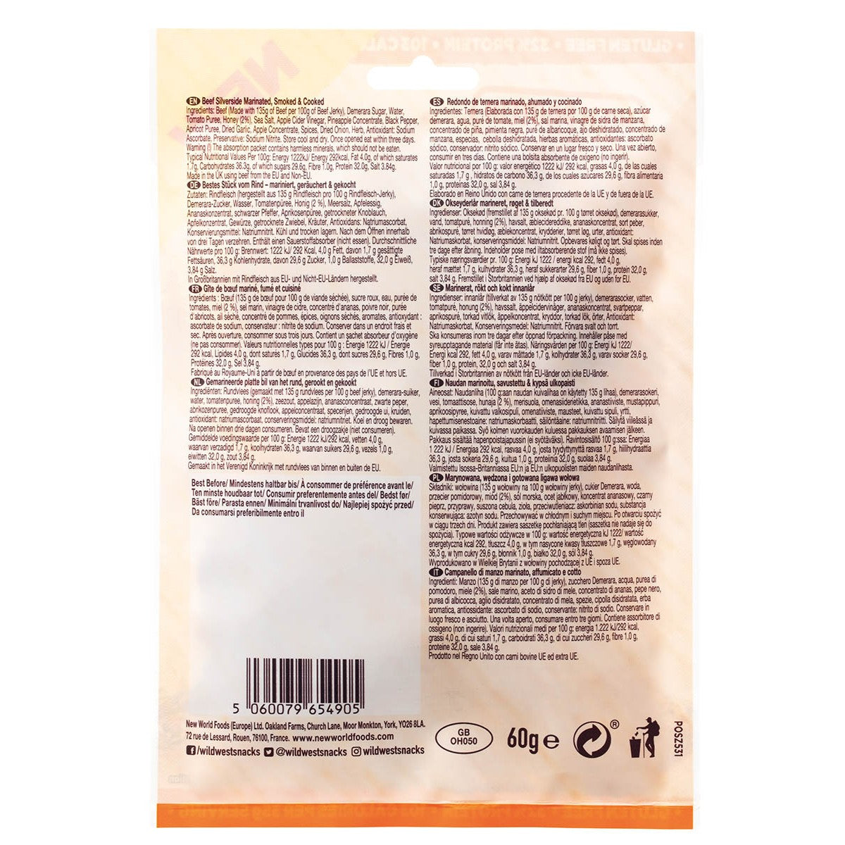 Wild West, Steak Strips,Honey BBQ, 60 g, 7% Mwst.