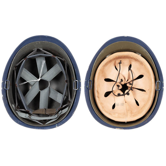 Belg. Helm "M51", blau,m. Kunststoff-Innenhelm, gebr.