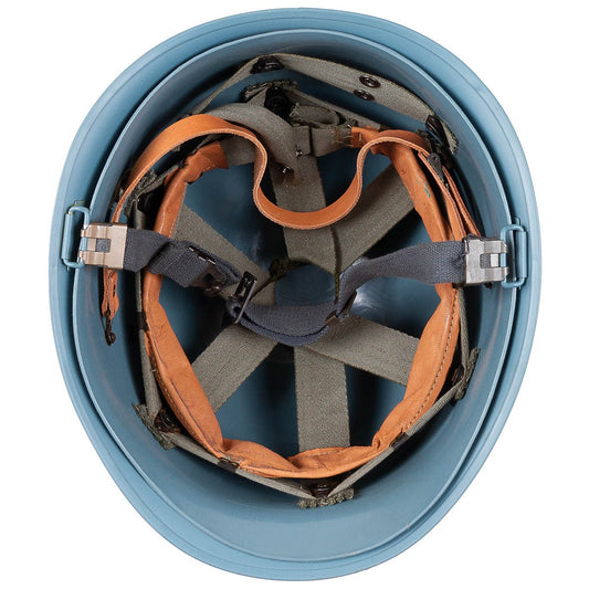 Belg. Helm "M51", hellblau,m. Kunststoff-Innenhelm, gebr.