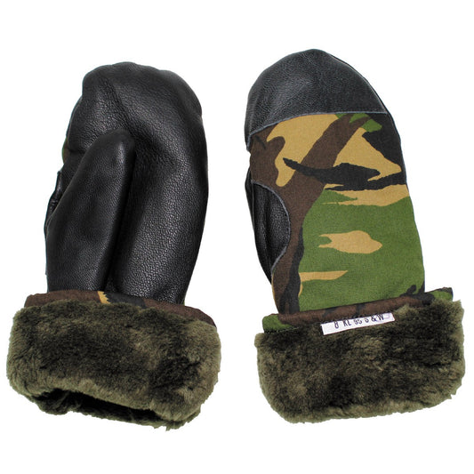 Holl. Fausthandschuhe, tarn,Lederbesatz, neuw.