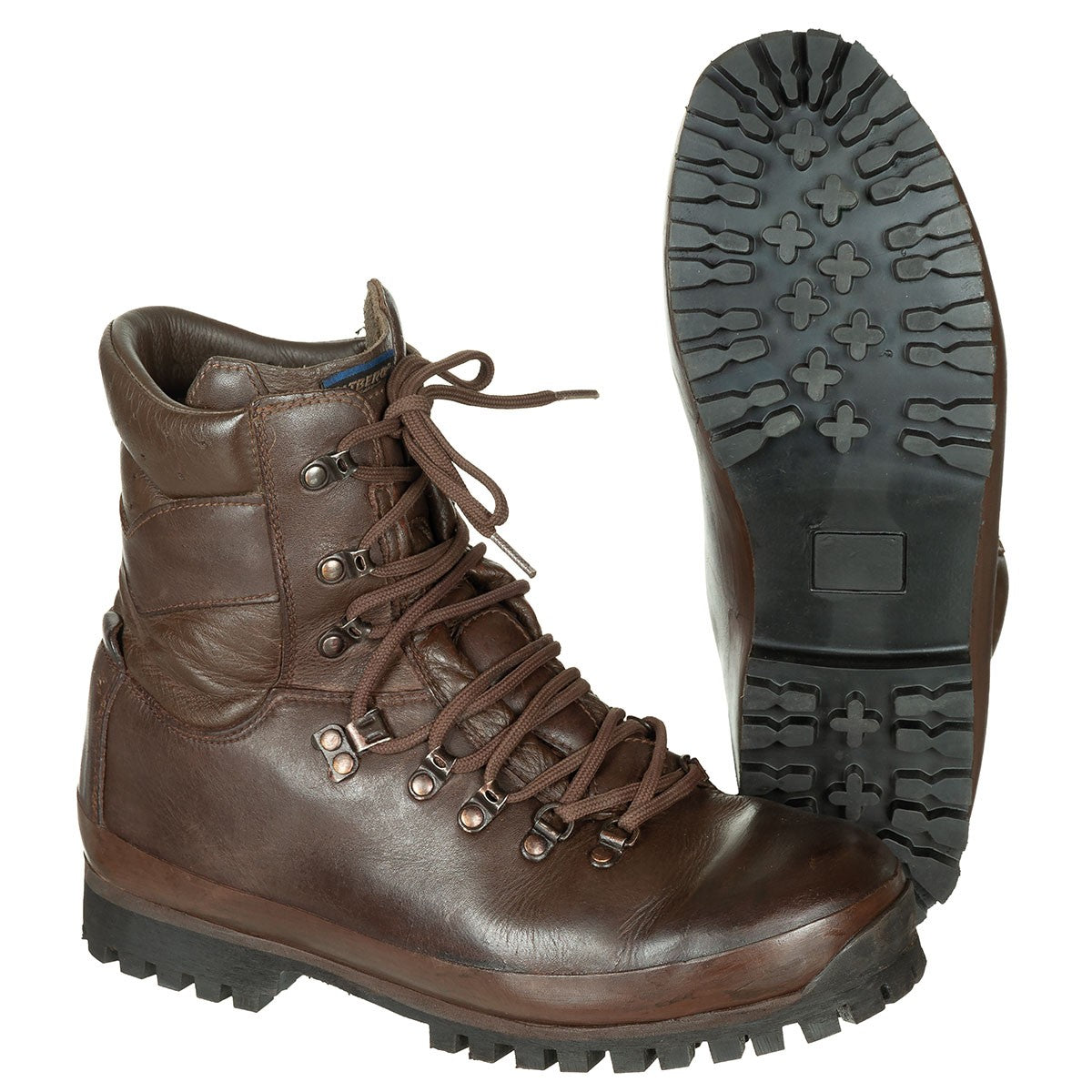 Brit. Kampfstiefel, ALT-BERG,braun, gebr., "SOHLE NEU"