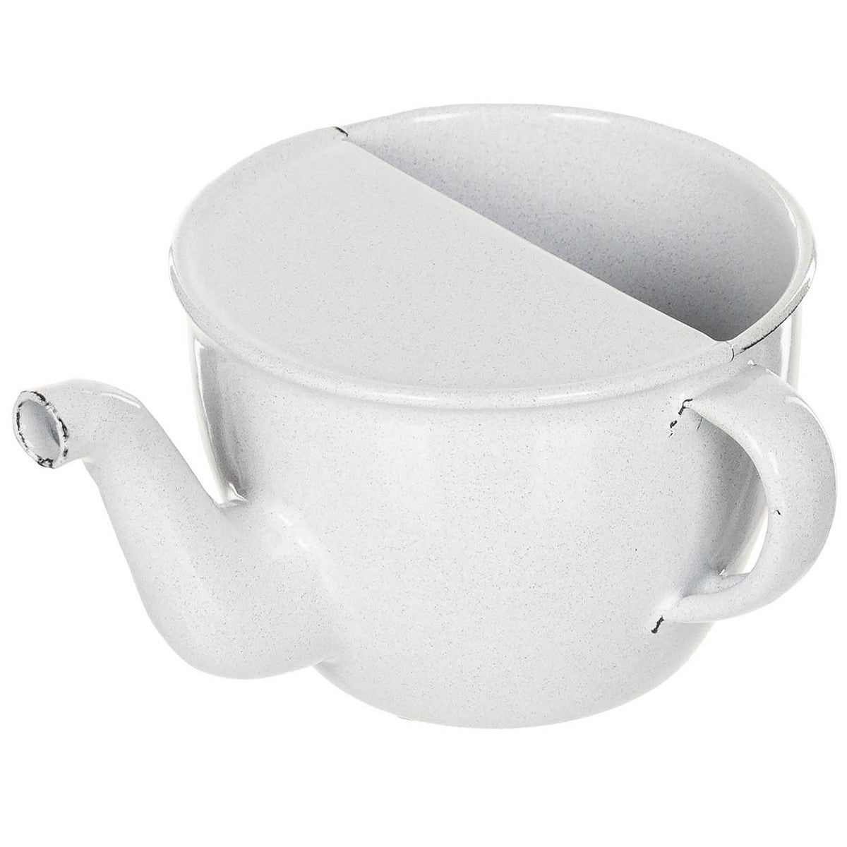 CZ/SK Schnabeltasse, Emaille,weiß, ca. 375 ml, neuw.