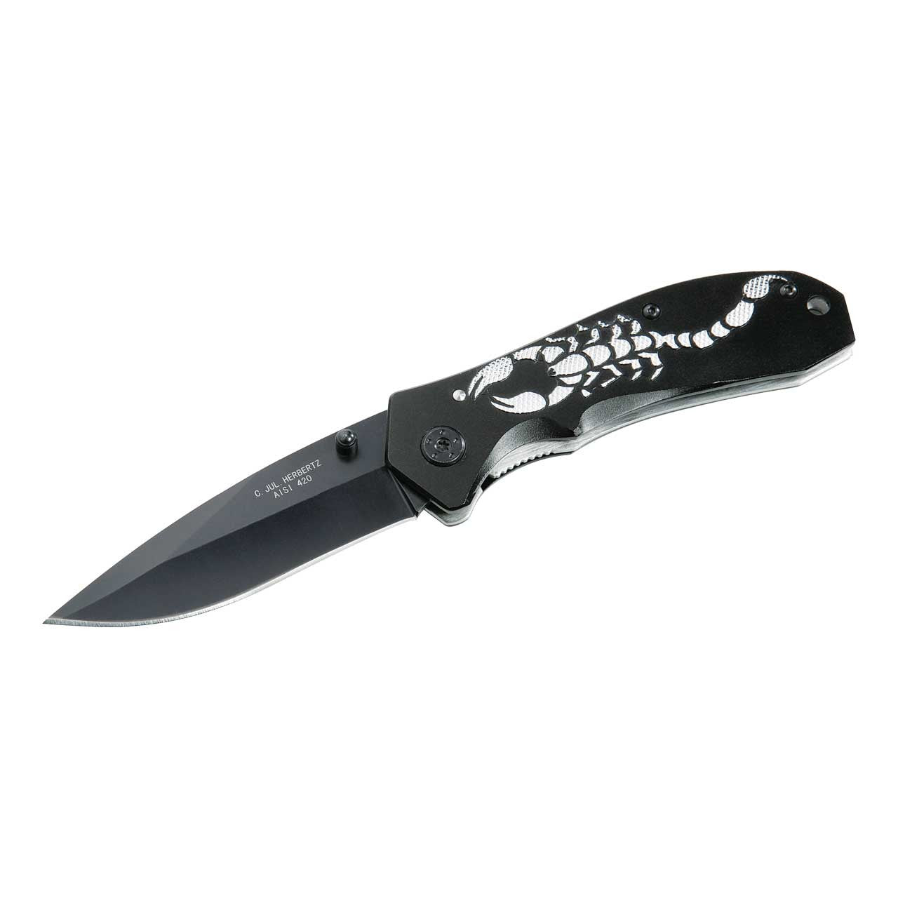 Herbertz Einhandmesser, Stahl AISI 420, schwarz beschichtet,