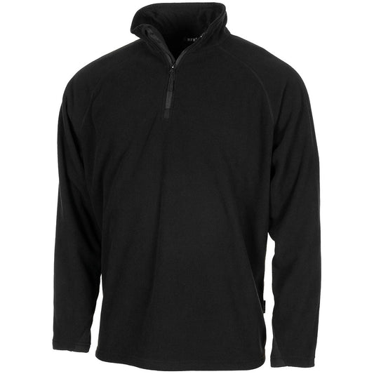 Shirt, "Troyer", Microfleece,langarm, schwarz, 200 g/m²