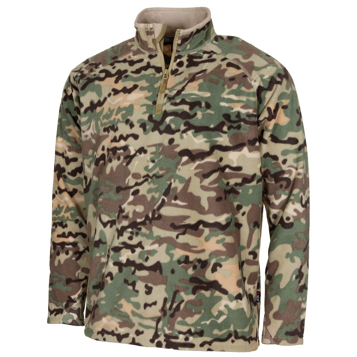 Shirt, "Troyer", Microfleece,langarm, op.-camo, 200 g/m²