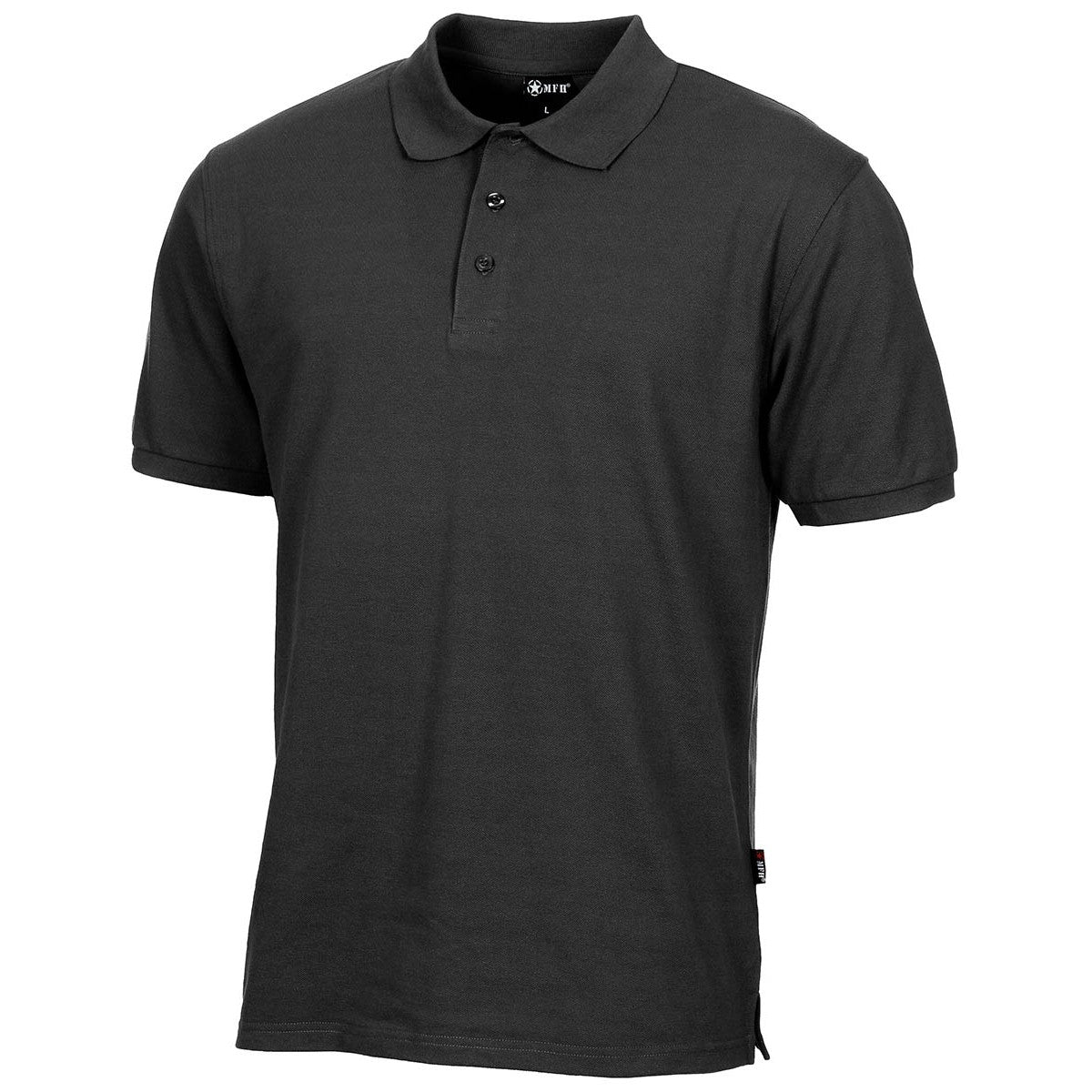 Poloshirt, schwarz,mit Knopfleiste