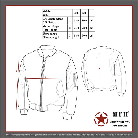 US Pilotenjacke MA1,schwarz, große Größen