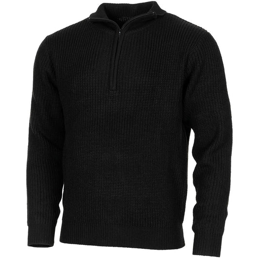 Pullover, "Troyer",schwarz, mit Reißverschluss
