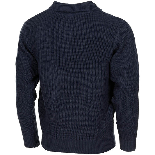 Pullover, "Troyer",blau, mit Reißverschluss