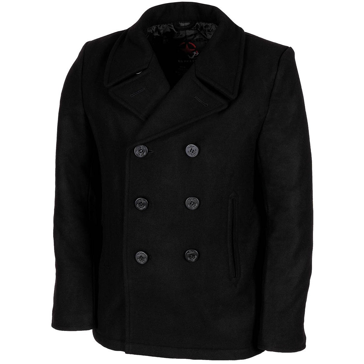 US Pea Coat, schwarz,mit schwarzen Knöpfen