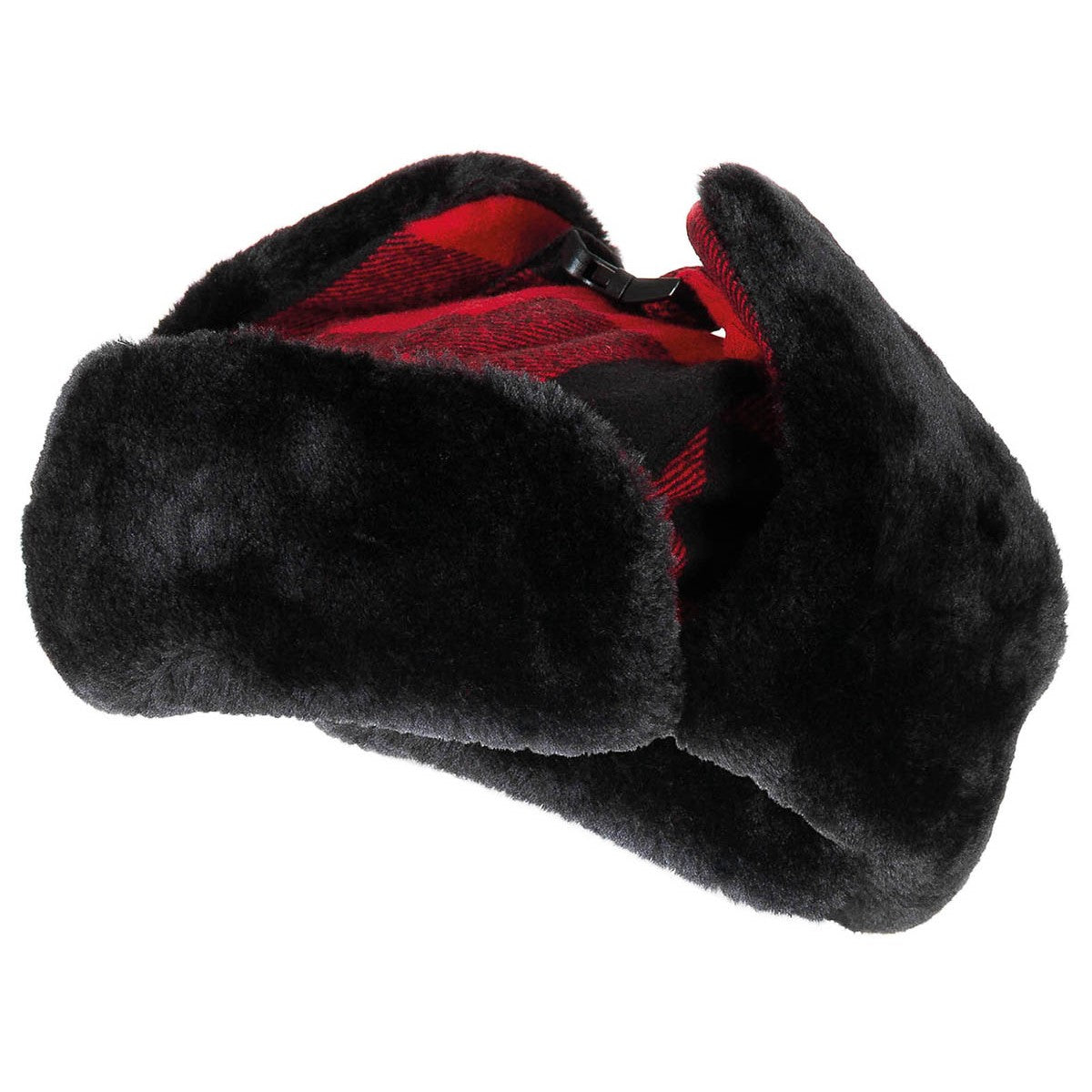 Holzfällermütze mit Fell,rot-schwarz