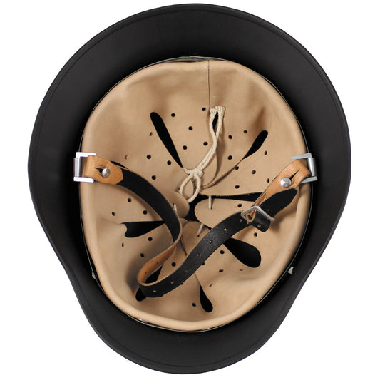 Stahlhelm WW II, schwarz,mit Leder-Innenteil