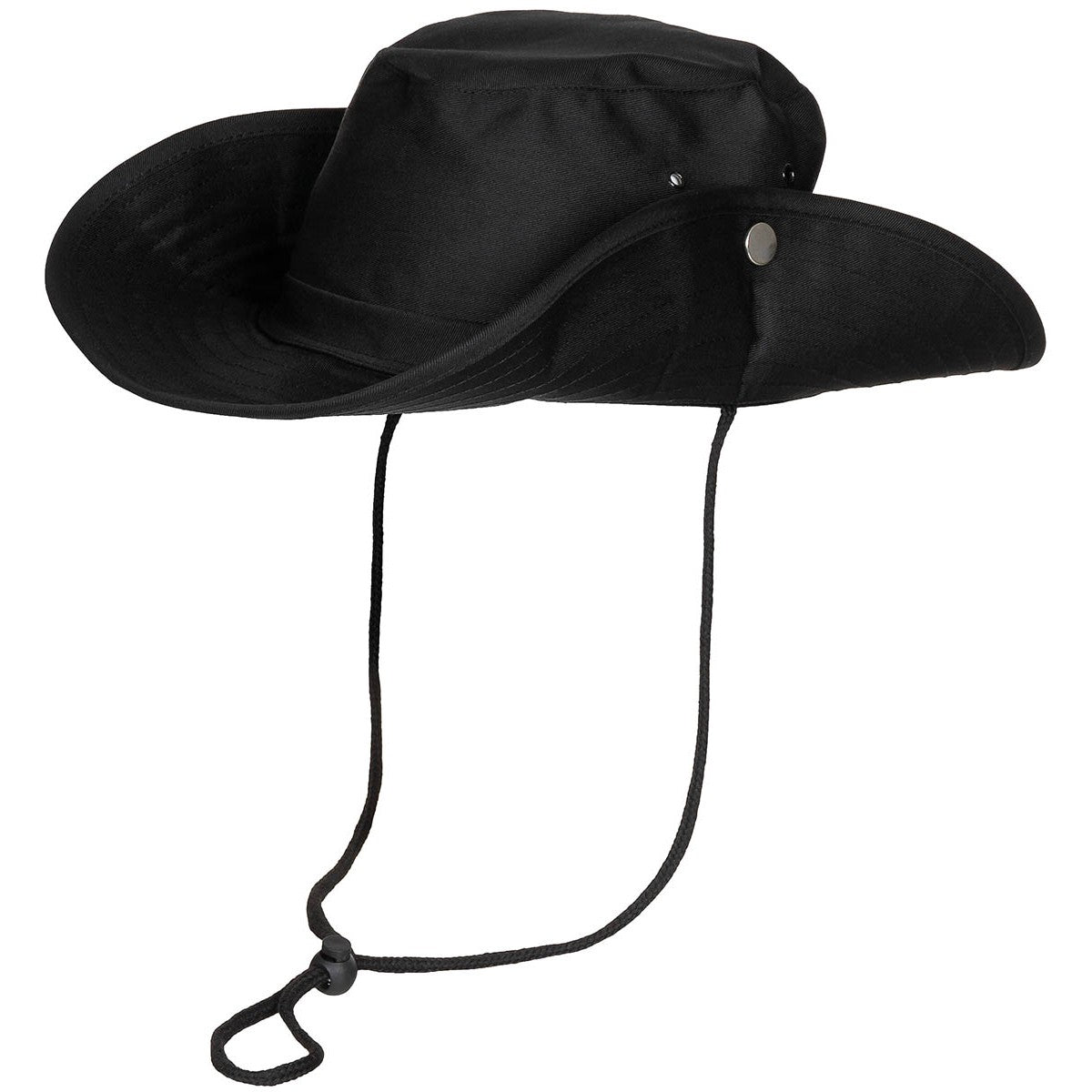 Buschhut, schwarz,mit Kinnband, zum Hochstellen