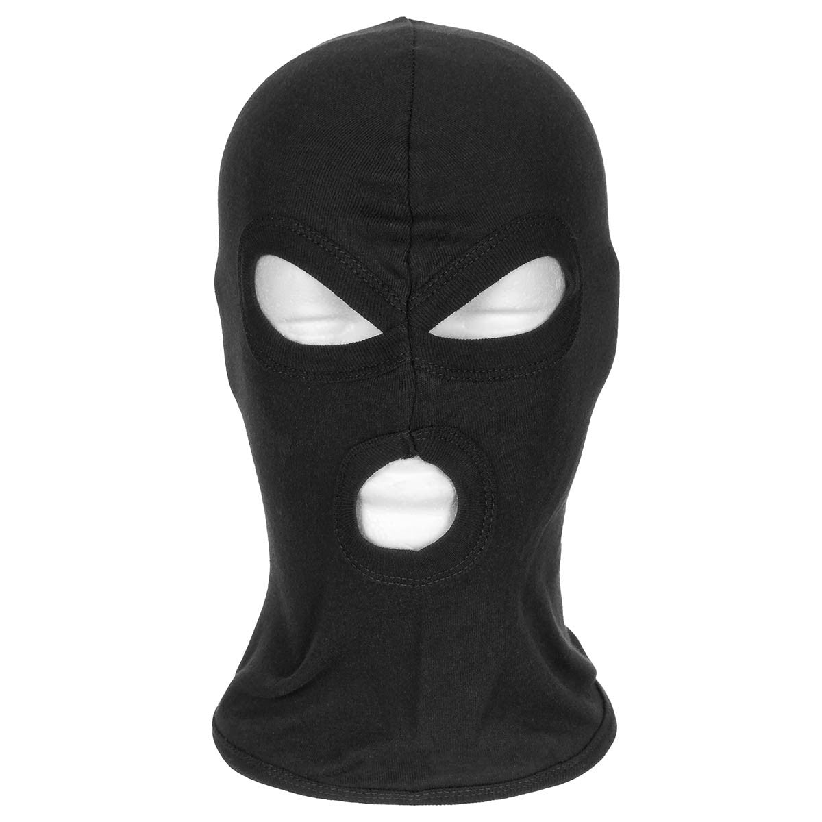Balaclava, 3-Loch, dünn,schwarz, 100 % Baumwolle