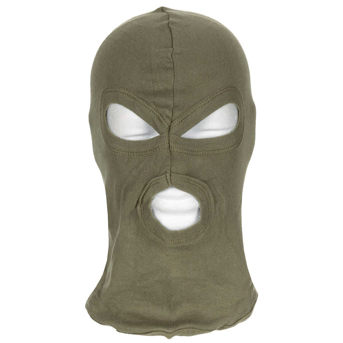 Balaclava, 3-Loch, dünn,oliv, 100 % Baumwolle