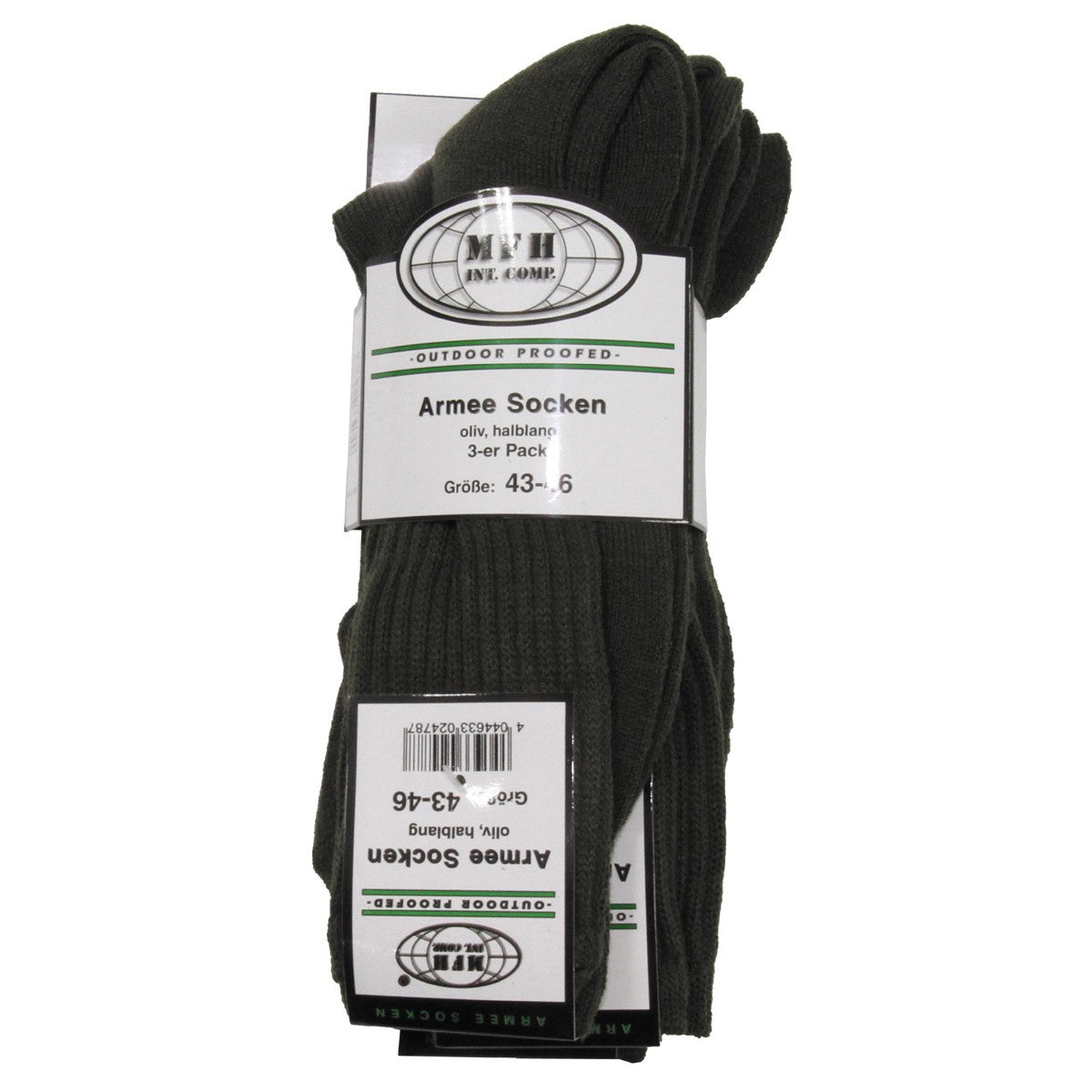 Army Socken, oliv, halblang,3er Pack