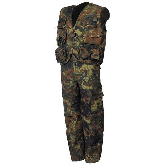 Kinder-Anzug, Weste und Hose, flecktarn,Hosenbeine abnehmbar