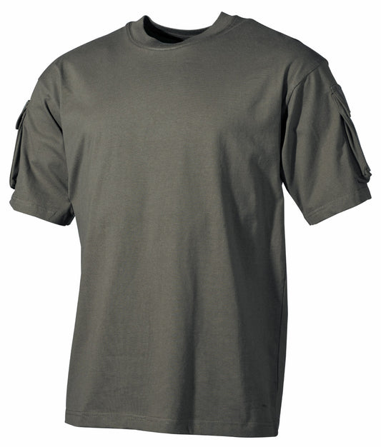 US T-Shirt, halbarm, oliv,mit Ärmeltaschen