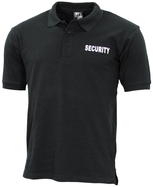 Poloshirt, schwarz,Security, bedruckt