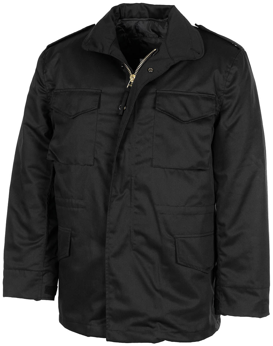 US Feldjacke M65, schwarz,m. auskn. Steppfutter