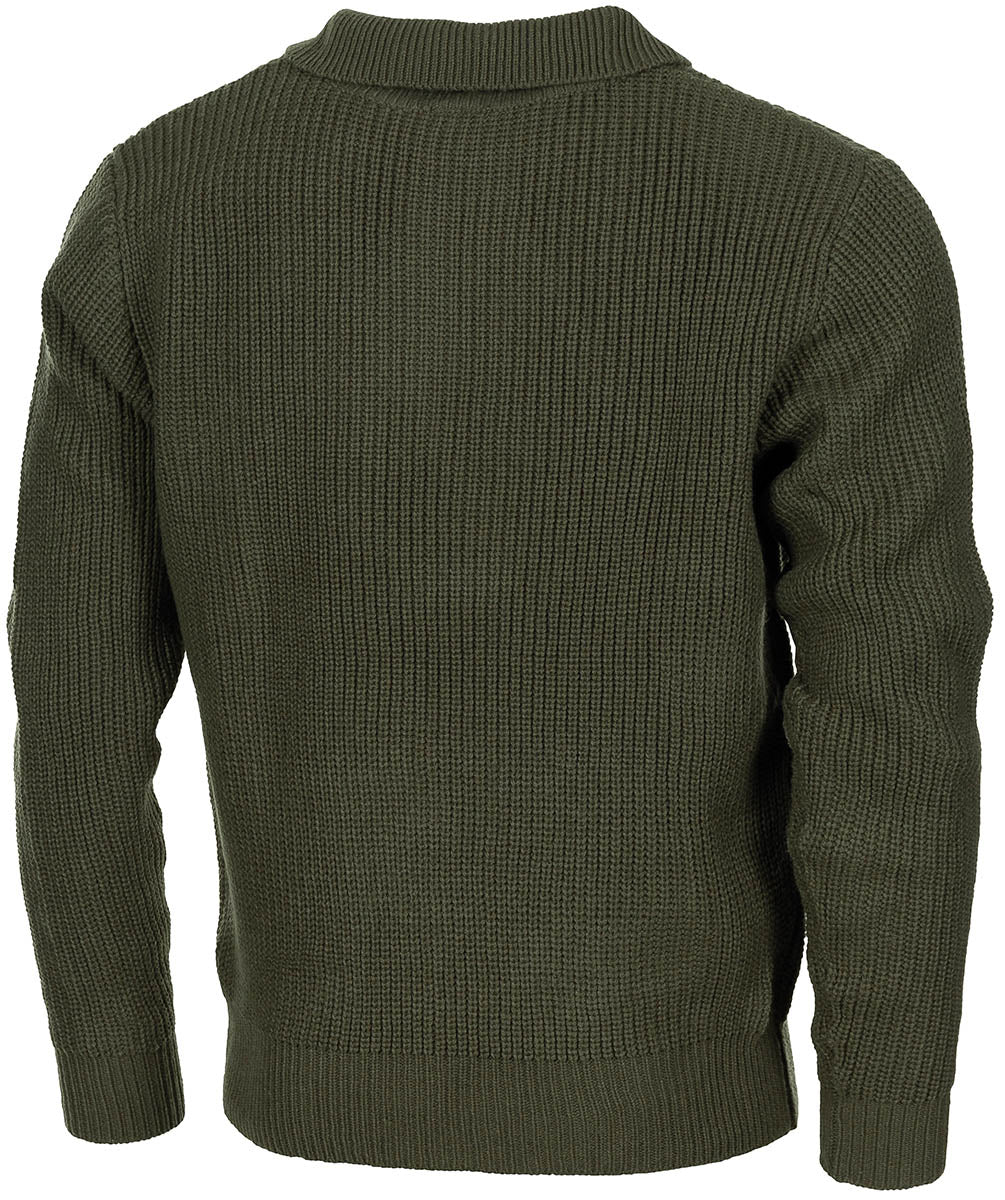 Pullover, "Troyer",oliv, mit Reißverschluss