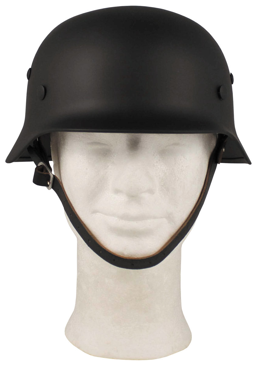 Stahlhelm WW II, schwarz,mit Leder-Innenteil