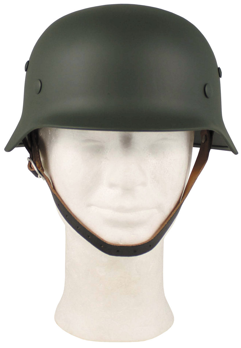 Stahlhelm WW II, oliv,mit Leder-Innenteil