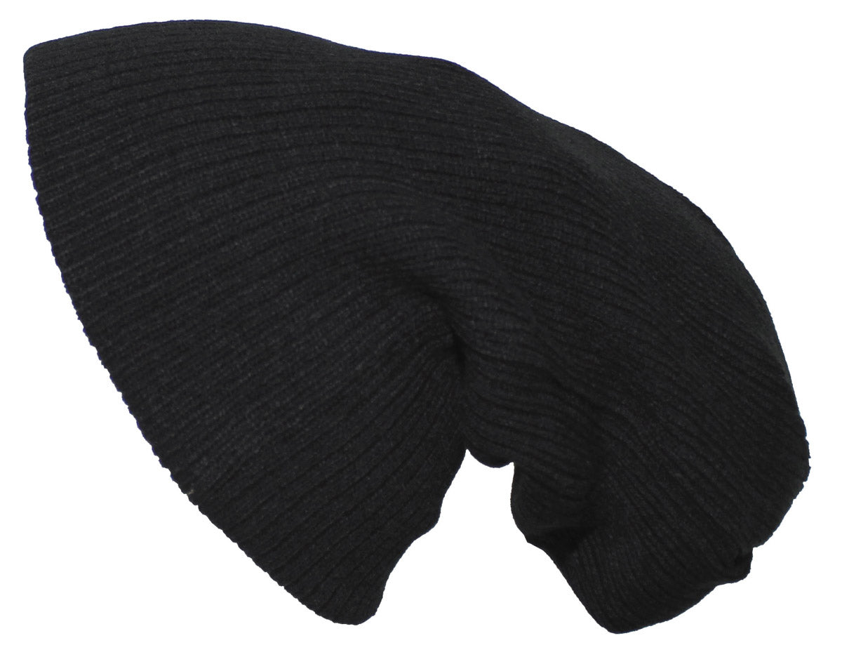 Strickmütze, "Beanie", Rip,schwarz, extra lang