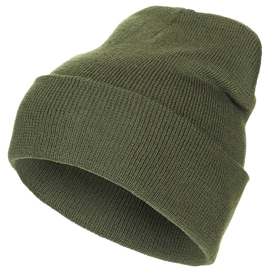 Rollmütze, 100 % Wolle,fein gestrickt, oliv