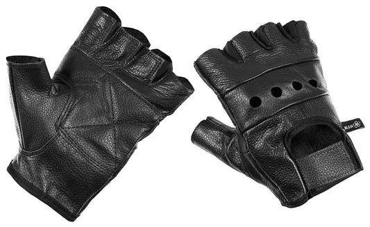 Lederhandschuhe, ohne Finger,Deluxe, schwarz