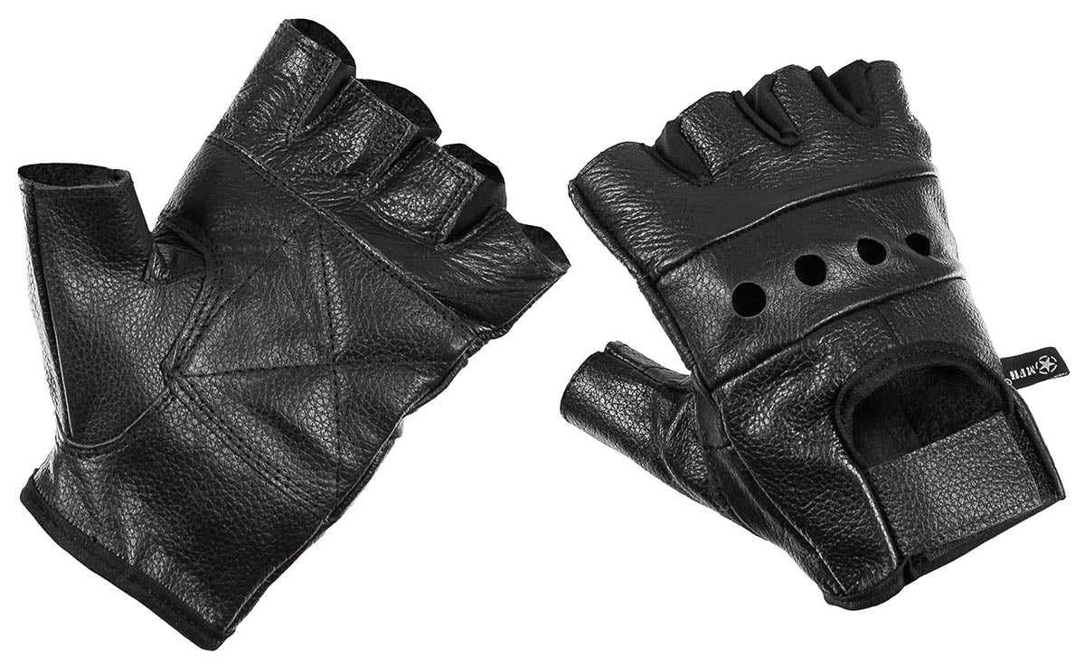 Lederhandschuhe, ohne Finger,Deluxe, schwarz