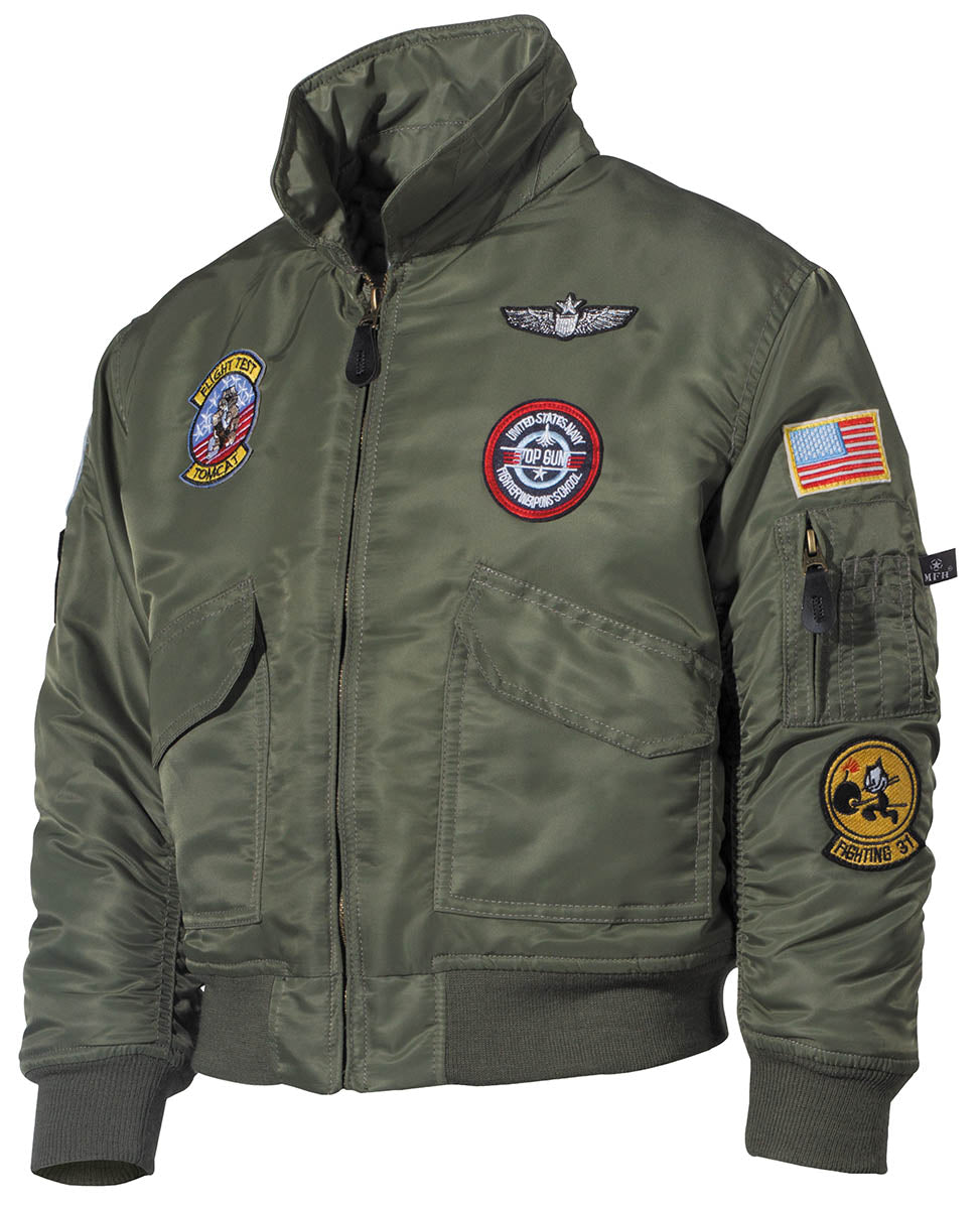 US Kinder-Pilotenjacke, CWU,oliv, mit Fliegerabzeichen