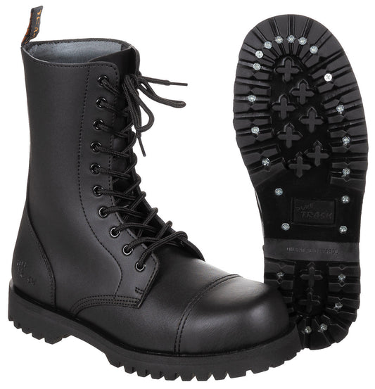 Stiefel, 10-Loch,"Pure Trash",schwarz, Stahlkappe, Schrauben