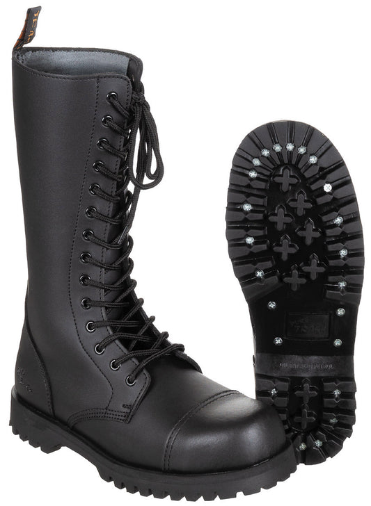 Stiefel, 14-Loch,"Pure Trash",schwarz, Stahlkappe, Schrauben