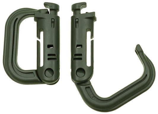 Karabiner, Plastik, "MOLLE",oliv, 2er Pack